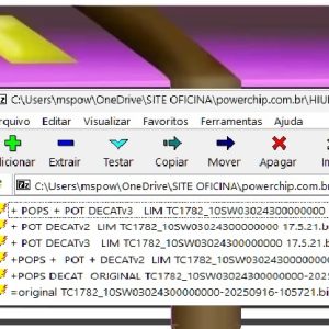 VW UP, Arquivo de potência mod1 + mod2  decat + pops cat off    ,0261s10919  04C907309AD 04C906026CD 5790 MED17521 CYTA D17521V36C002_M28I9C TC1767 MED17 1782