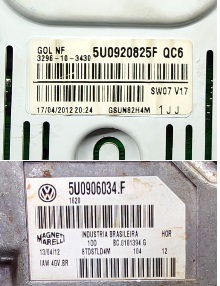 KIT DE ARQUIVOS PARA VW G5  4GV.BR 5Uu0906034F 95320 1620 ECU INJEÇÃO + PAINEL MARELII COM PROCESSADOR